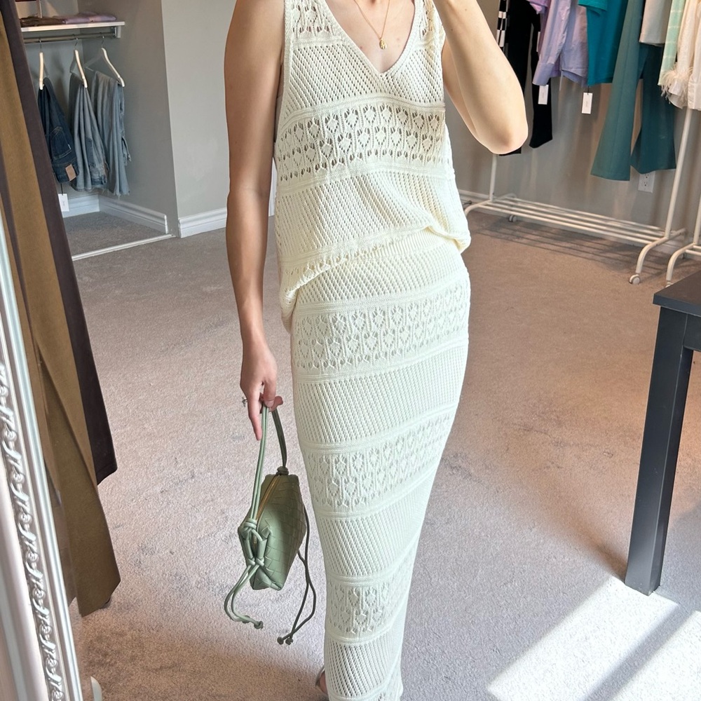 Cream Knit Sleeveless Dress
